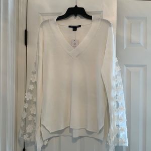 French Connection Caballo Floral Lace Sleeve Sweater